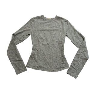 Adanola Cotton Long Sleeve Top in Grey Melange